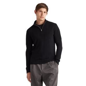 New Quince Men’s XL Black Mongolian Cashmere Quarter Zip Sweater Preppy Casual